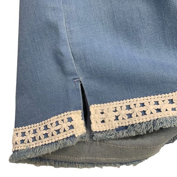 Slink Patched Boho Cropped Jeans Flower Pink Yellow Green Bee Charm Waist 56 - Picture 9 of 13